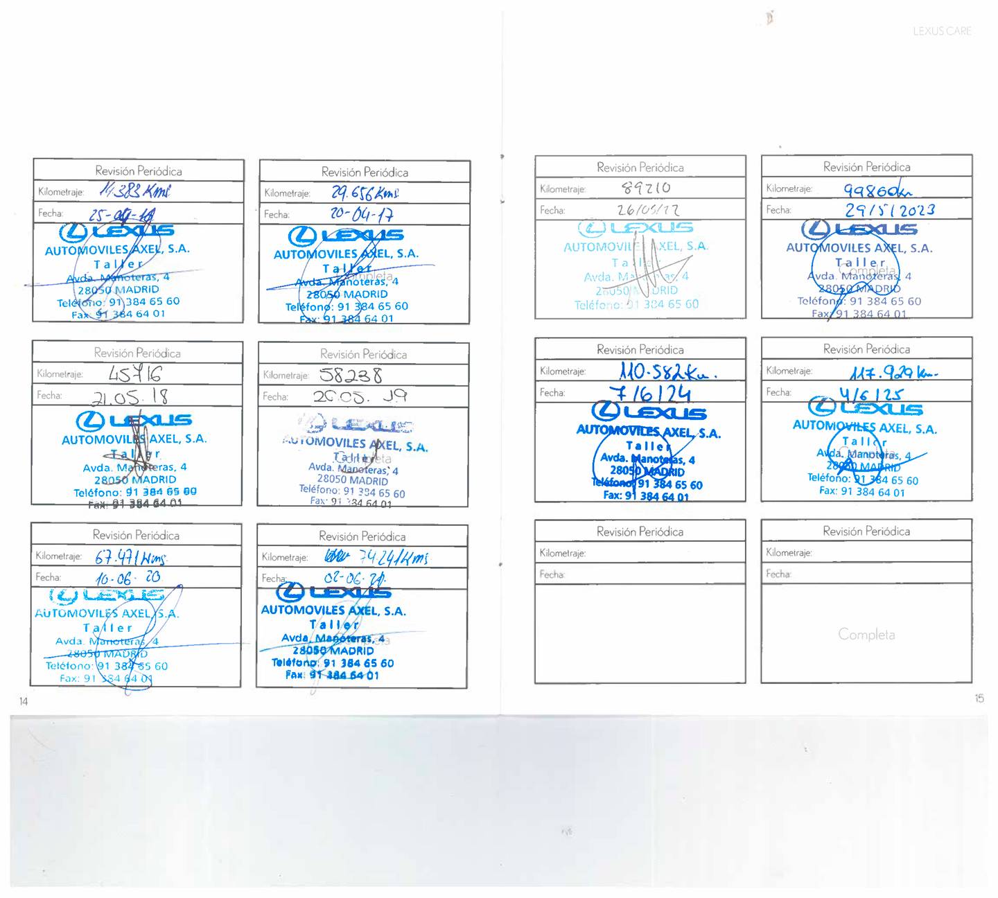 Foto del mantenimiento del Lexus CT Lexus CT 200h Fuji (136 CV)