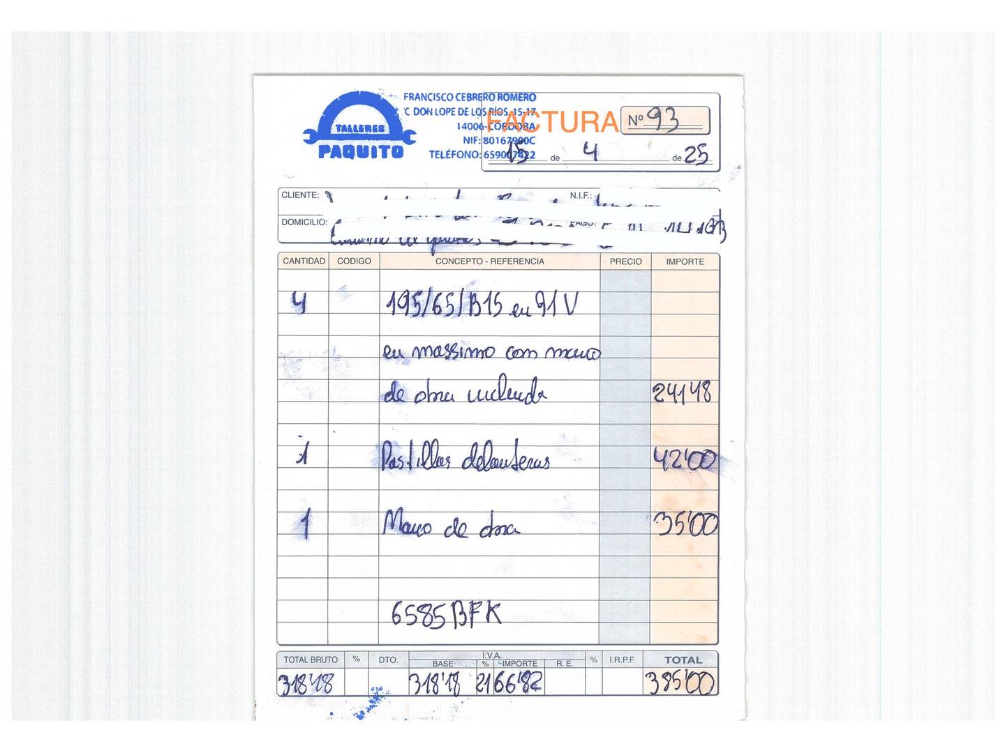 Foto del mantenimiento del Volkswagen Golf Volkswagen Golf Conceptline 1.6 (105 CV)