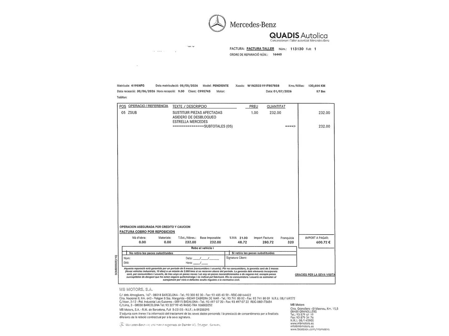 Foto del mantenimiento del Mercedes GLC Coupé Mercedes GLC Coupé 300 d 4Matic (245 CV) Pack AMG