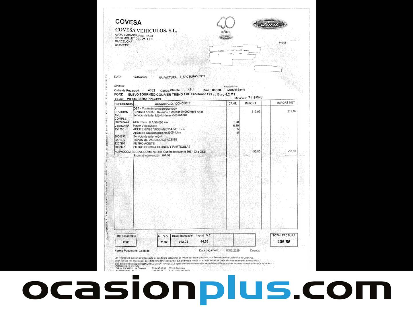 Foto del mantenimiento del Ford Tourneo Courier Ford Tourneo Courier 1.0 Ecoboost Trend (125 CV)