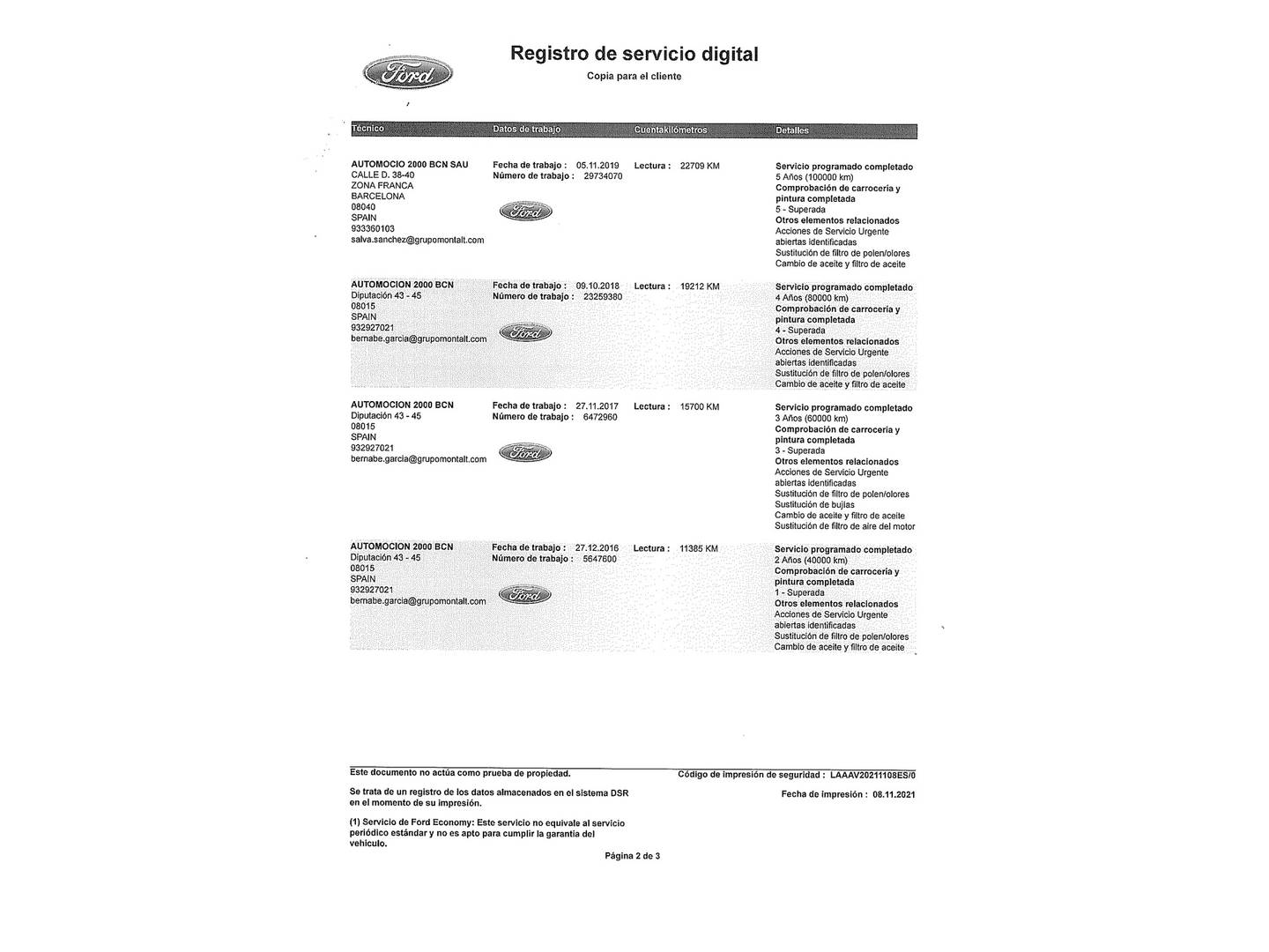 Foto del mantenimiento del Ford Fiesta Ford Fiesta 1.0 EcoBoost Trend Powershift (100 CV)