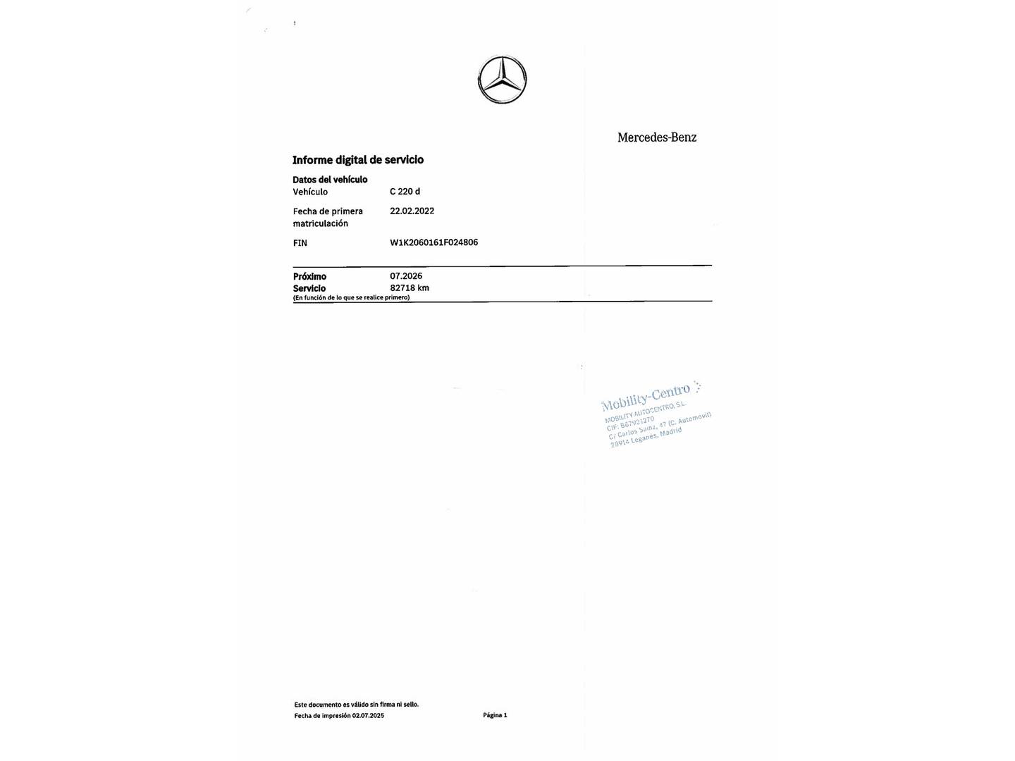 Foto del mantenimiento del Mercedes Clase C Mercedes-Benz Clase C C 220 d (200 CV) Pack AMG