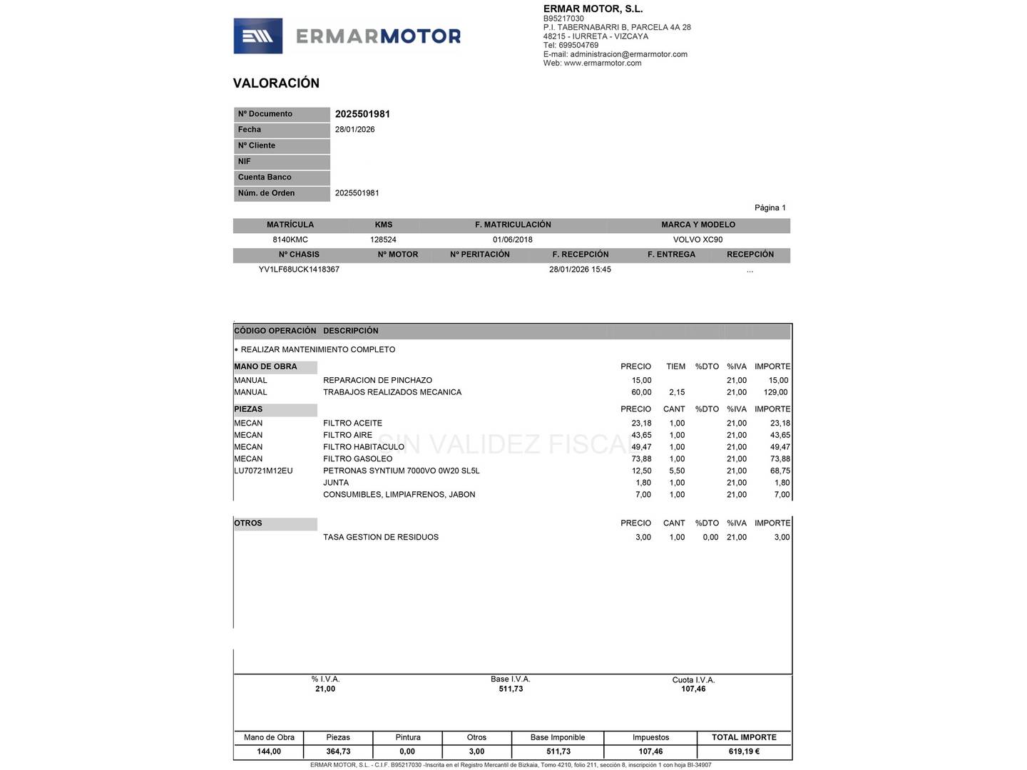 Foto del mantenimiento del Volvo XC90 Volvo XC90 D5 Inscription AWD Auto (235 CV) 7 Plazas