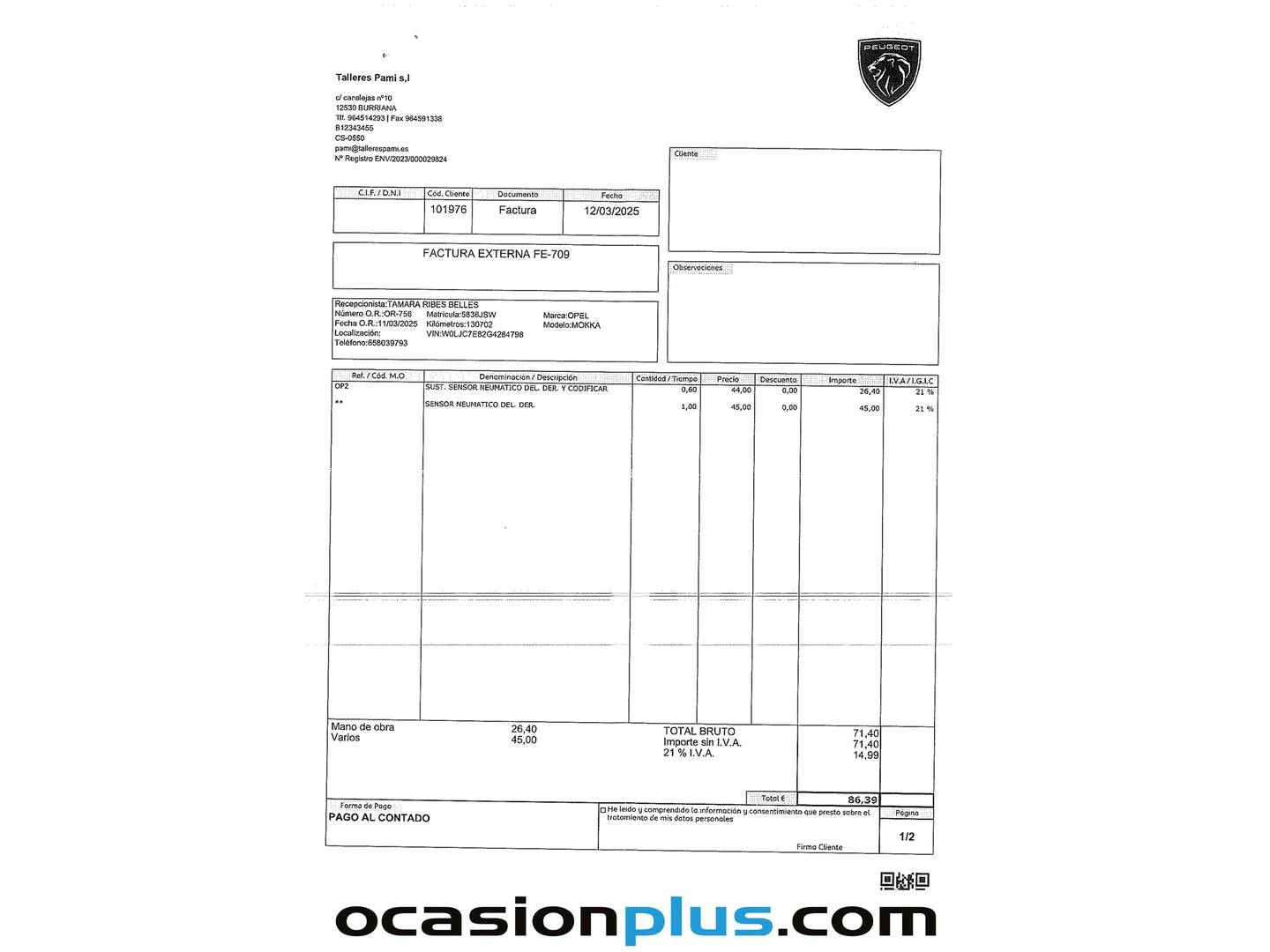 Foto del mantenimiento del Opel Mokka Opel Mokka 1.4 Turbo Selective 4x2  (140 CV)