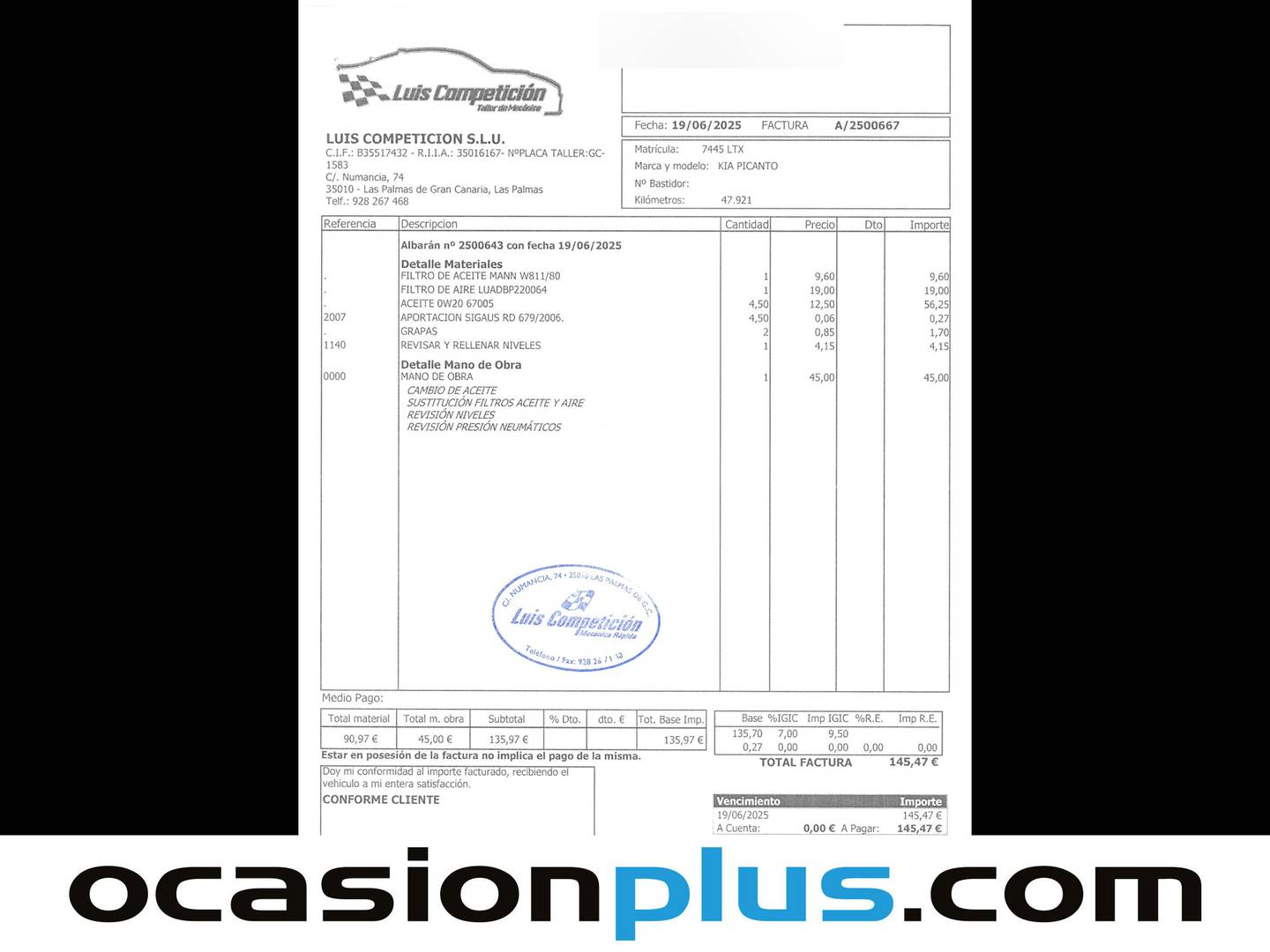 Foto del mantenimiento del KIA Picanto KIA Picanto 1.2 CVVT Eco-Dynamics x-Tech16 (85 CV)