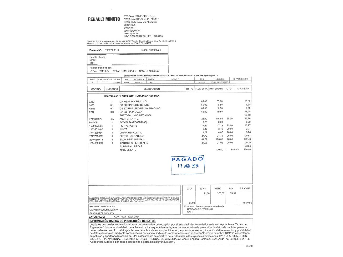 Foto del mantenimiento del Renault Arkana Renault Arkana RS Line E-Tech Híbrido (145 CV)