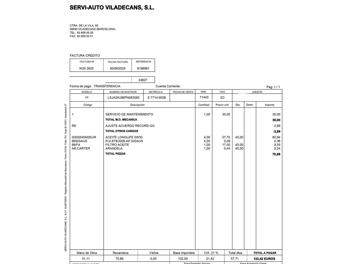 Foto del mantenimiento del MG HS MG HS 1.5 Turbo GDI Luxury DCT (162 CV)