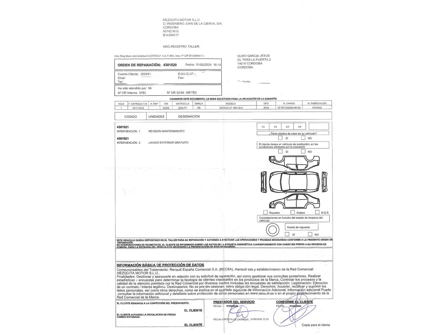 Foto del mantenimiento del Renault Espace Renault Espace Life Energy dCi (130 CV) 7 plazas