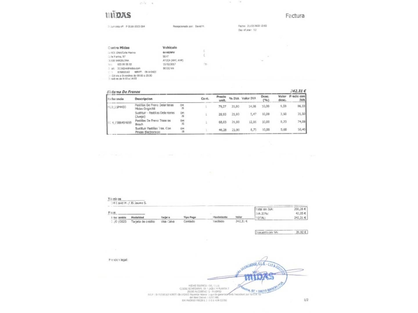 Foto del mantenimiento del Seat Ateca Seat Ateca 2.0 TDI S&S Xcellence 4Drive DSG (190 CV)