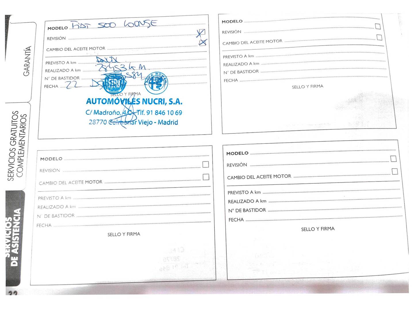 Foto del mantenimiento del Fiat 500 Fiat 500 1.2 8v Lounge (69 CV)