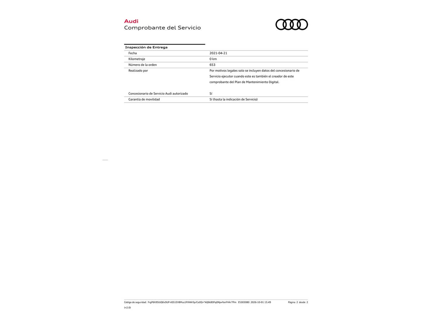 Foto del mantenimiento del Audi A6 Audi A6 Avant Sport 40 TDI (204 CV) S tronic Pack S-Line