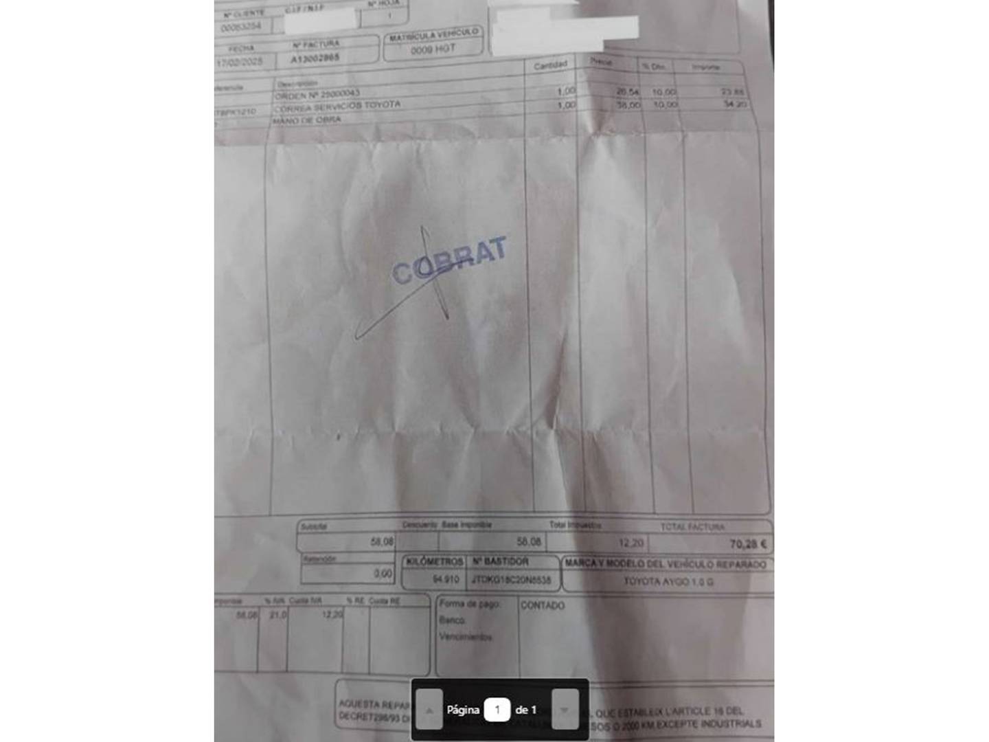 Foto del mantenimiento del Toyota Aygo Toyota Aygo 1.0 VVT-i Connect (68 CV)