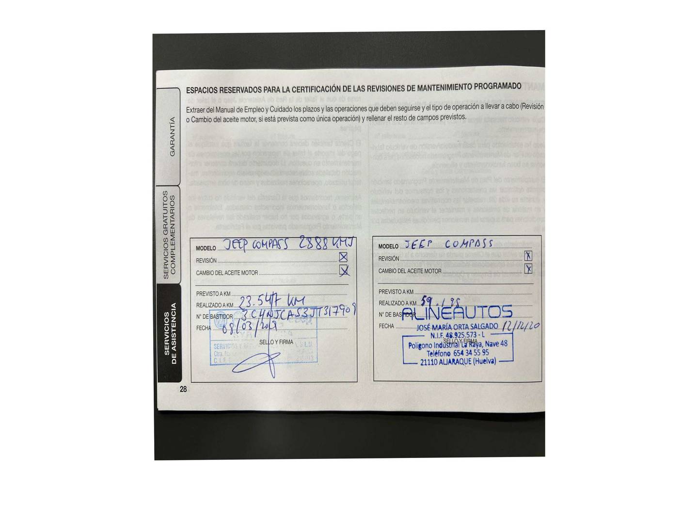 Foto del mantenimiento del Jeep Compass Jeep Compass 1.6 Multijet Sport 4x2 (120 CV)