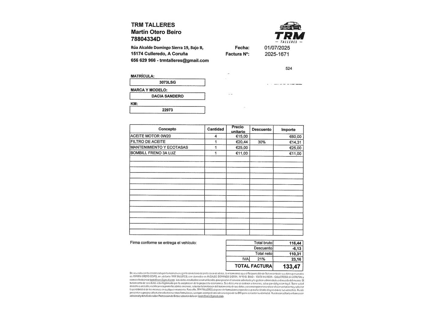 Foto del mantenimiento del Dacia Sandero Dacia Sandero Stepway Essential TCe (90 CV)