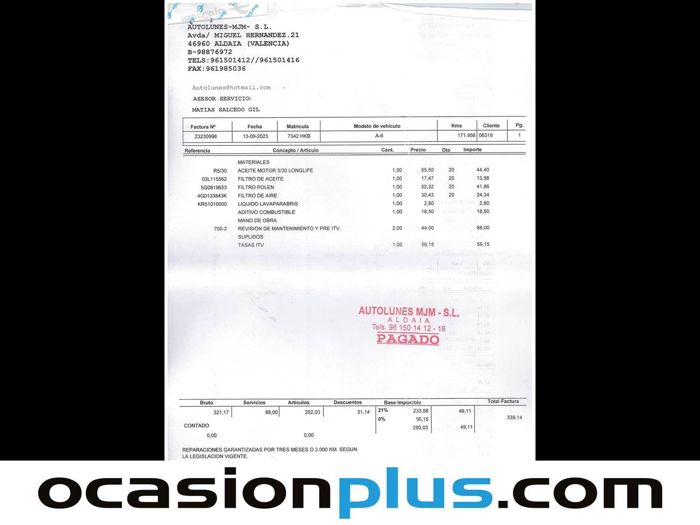 Foto del mantenimiento del Audi A6 Audi A6 Avant 2.0 TDI (177 CV) PACK S-LINE