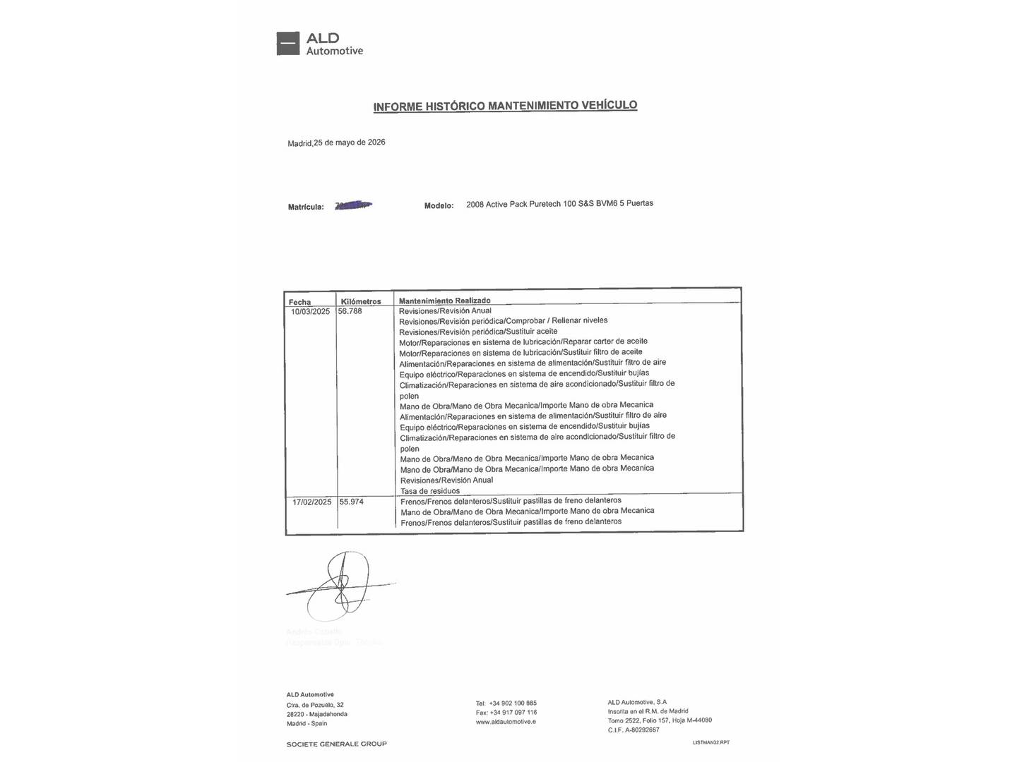 Foto del mantenimiento del Peugeot 2008 Peugeot 2008 Puretech 100 S&S Active Pack (100 CV)