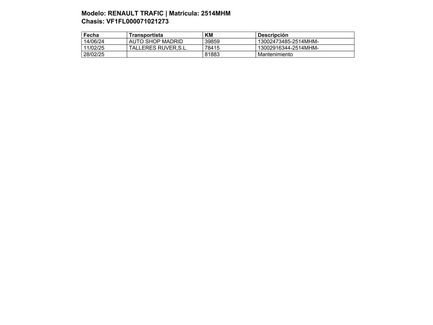 Foto del mantenimiento del Renault Trafic Renault Trafic Furgon L2H1 Blue dCi (130 CV)