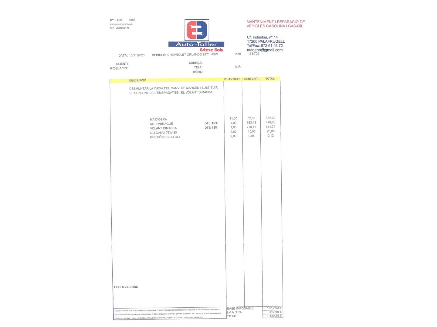 Foto del mantenimiento del Chevrolet Orlando Chevrolet Orlando 2.0 VCDI LT+ (130 CV)7 Plazas