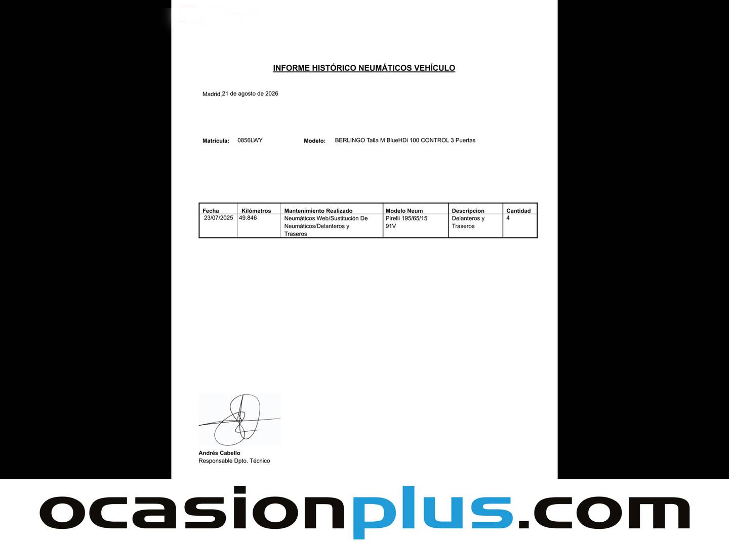 Foto del mantenimiento del Citroën Berlingo Citroën Berlingo Furgon BlueHDi 100 Talla M Control (102 CV)
