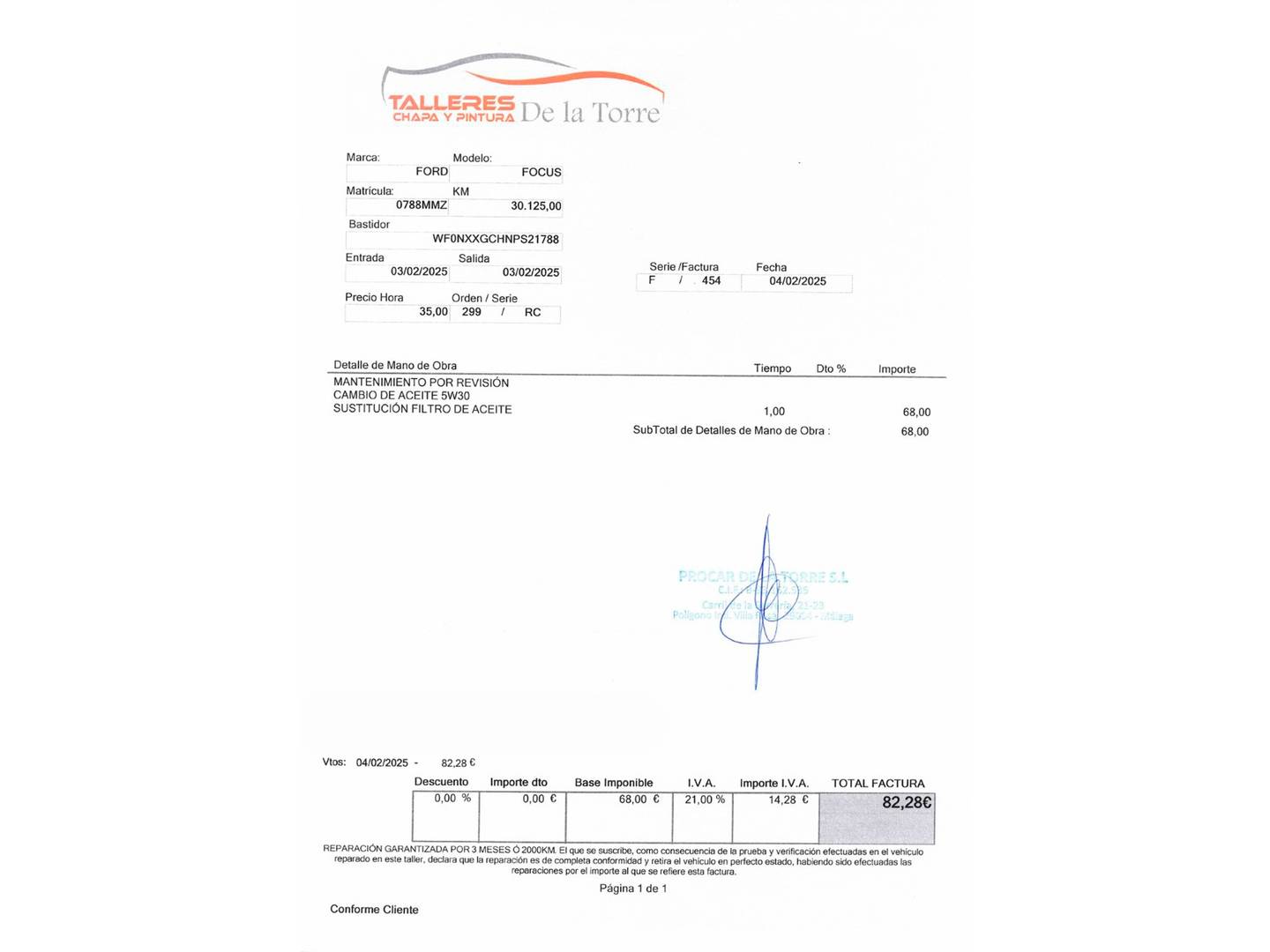 Foto del mantenimiento del Ford Focus Ford Focus 1.0 Ecoboost MHEV Active Auto (155 CV)
