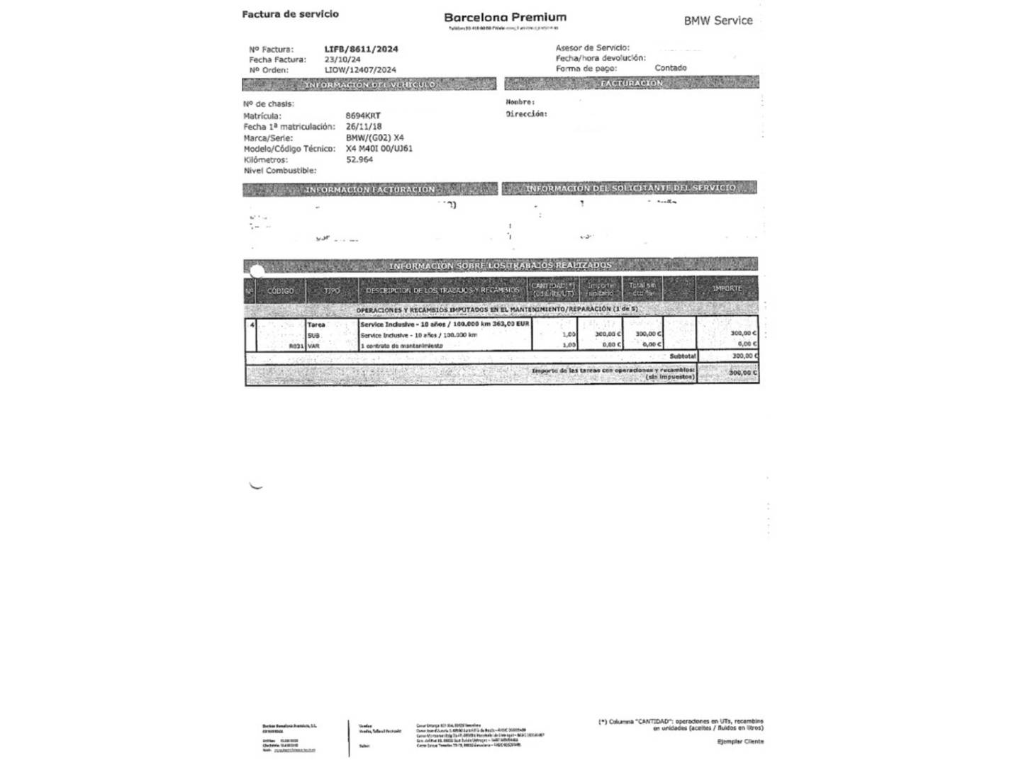 Foto del mantenimiento del BMW X4 BMW X4 M40i (354 CV)