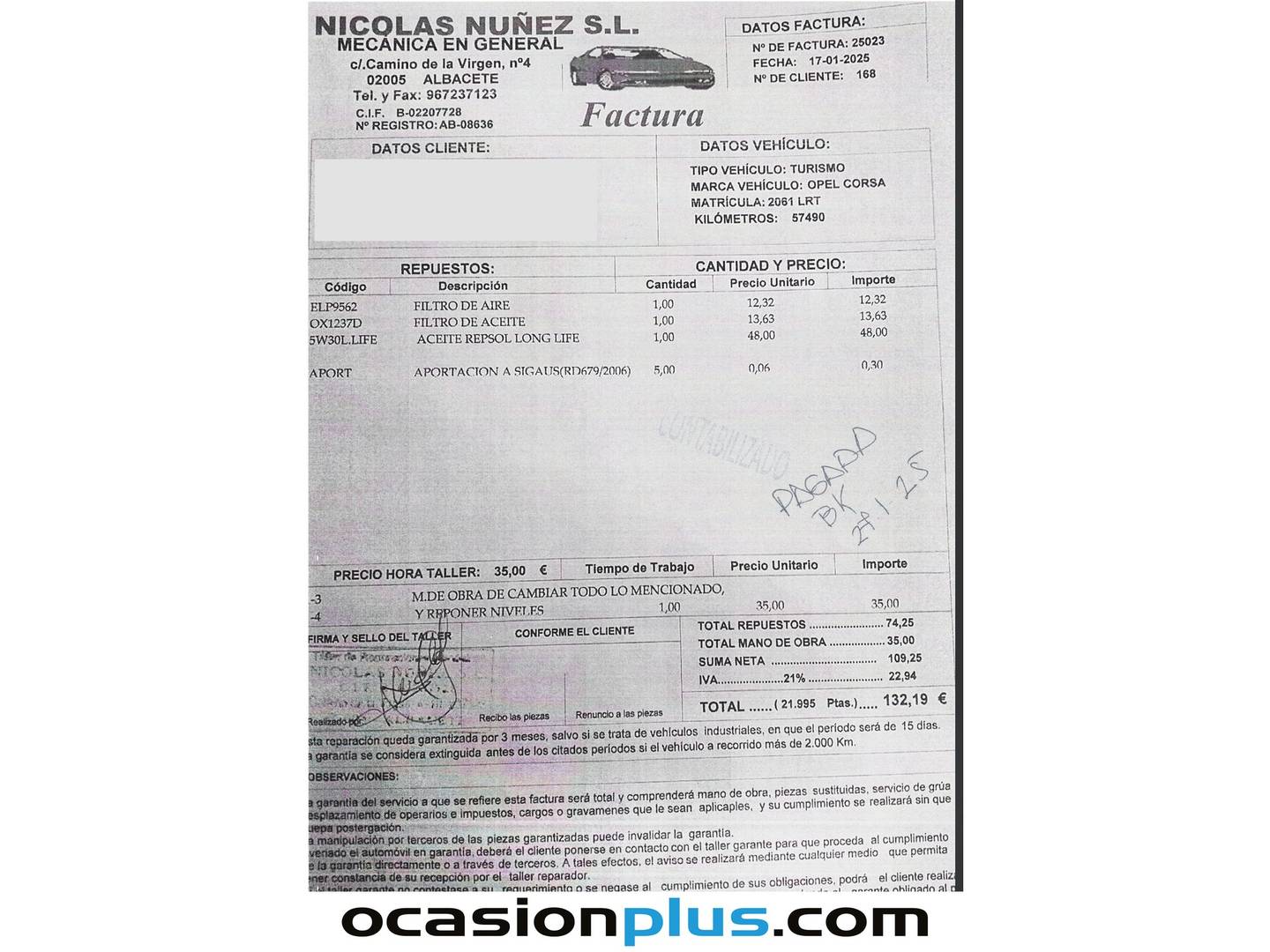 Foto del mantenimiento del Opel Corsa Opel Corsa 1.5D DT Edition  (102 CV)