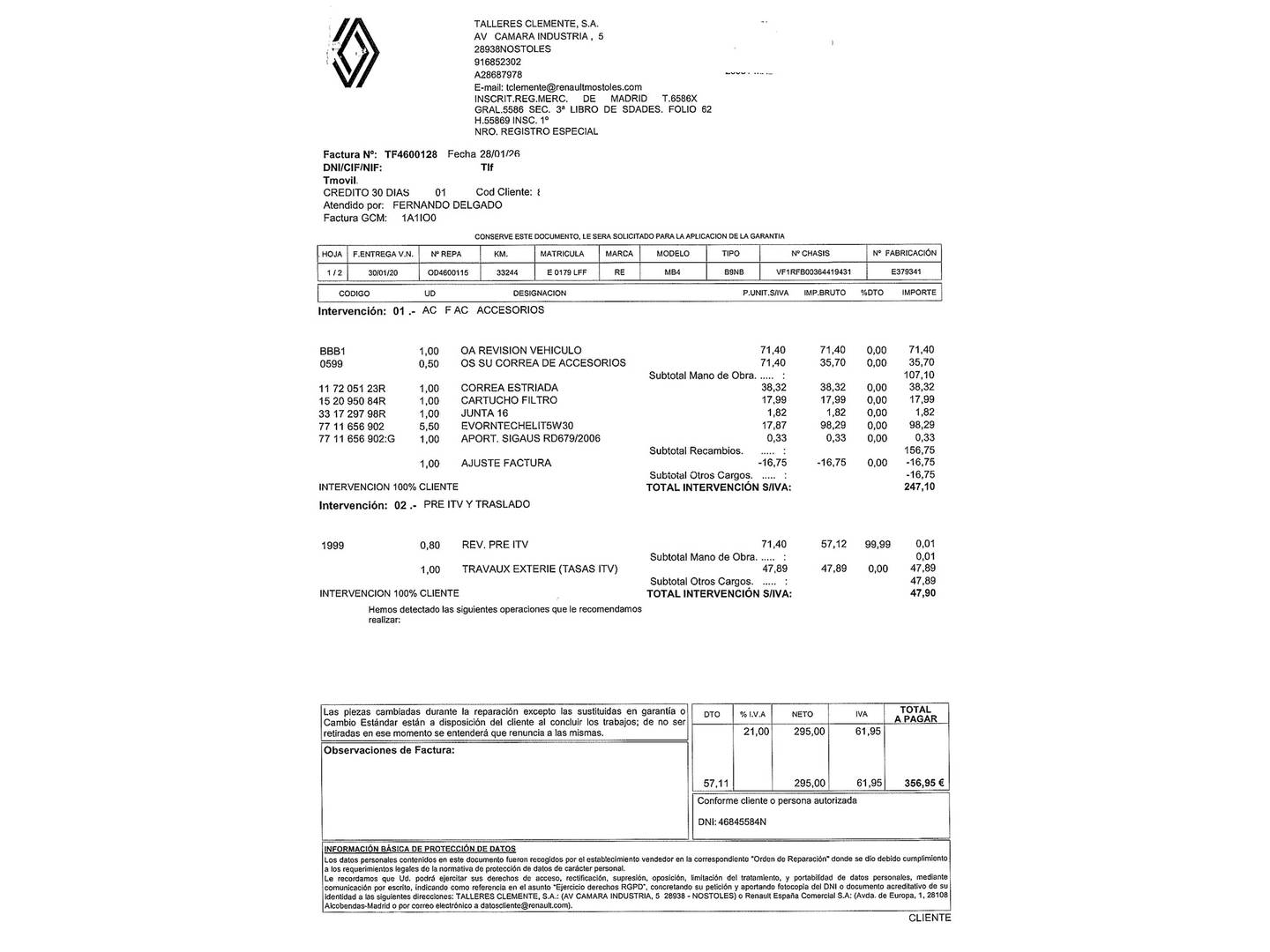 Foto del mantenimiento del Renault Mégane Renault Megane Limited TCe  (140 CV) GPF