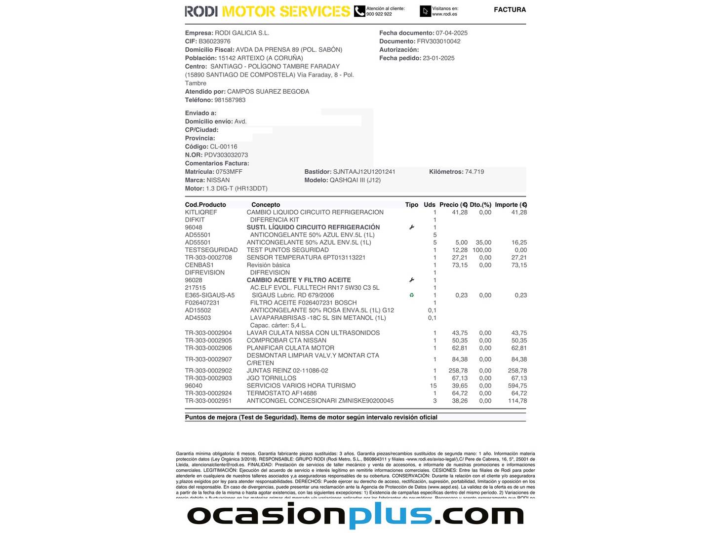 Foto del mantenimiento del Nissan QASHQAI Nissan Qashqai DIG-T 140 mHEV N-Connecta 4x2 (140 CV)