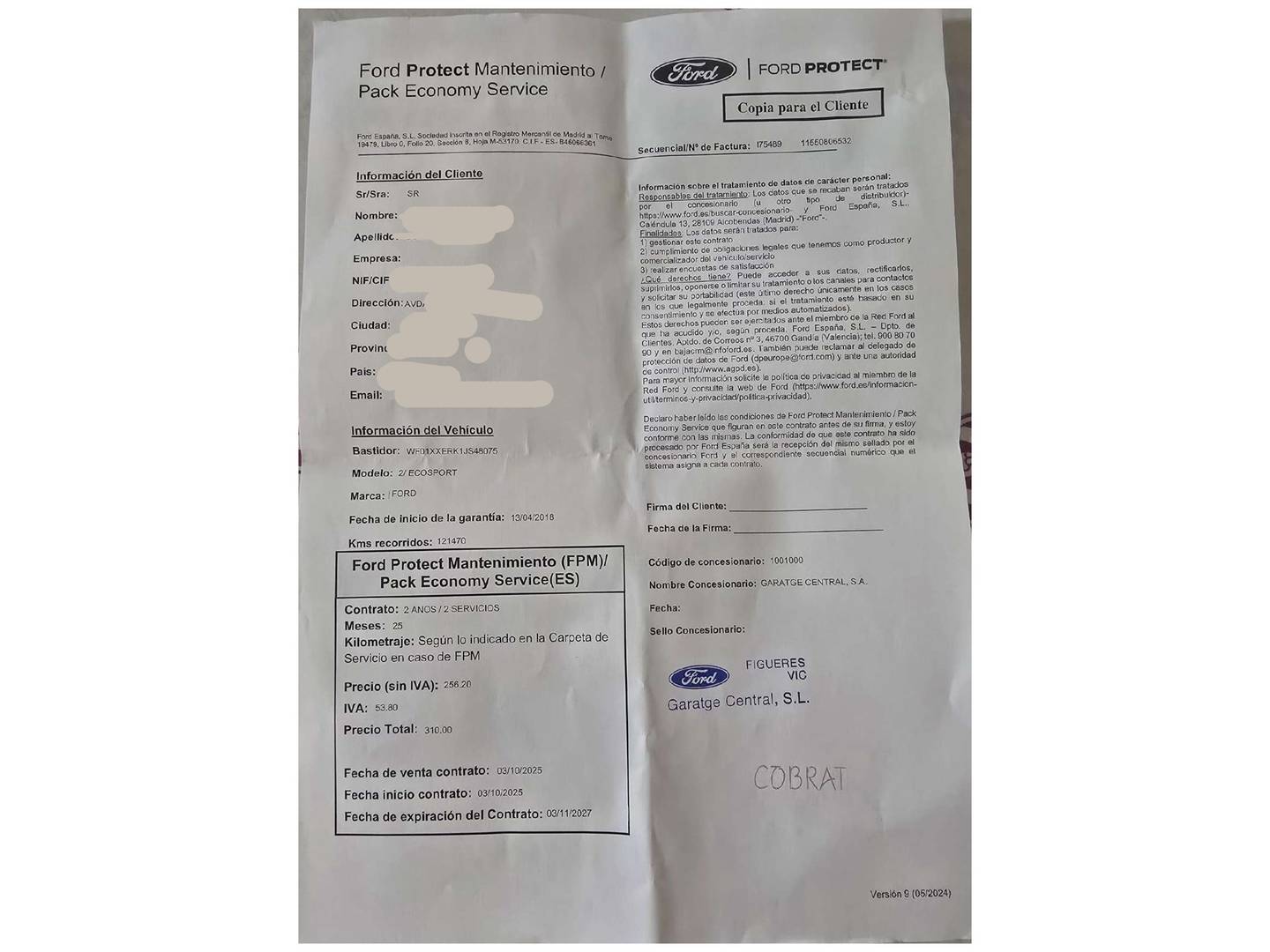 Foto del mantenimiento del Ford EcoSport Ford EcoSport 1.5 TDCi S&S Titanium (100 CV)