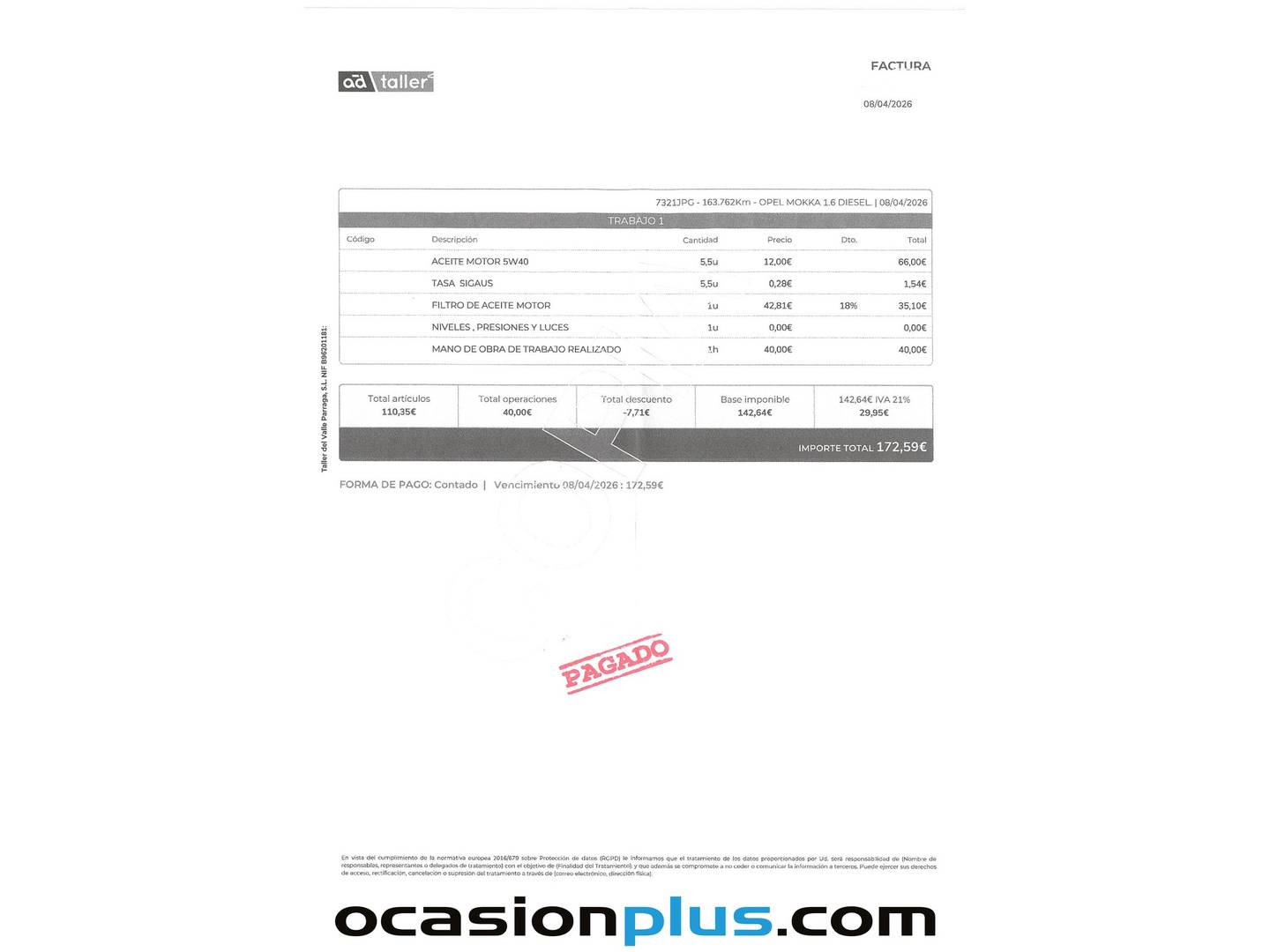 Foto del mantenimiento del Opel Mokka Opel Mokka 1.6 CDTI S&S Excellence 4x2 (136 CV)