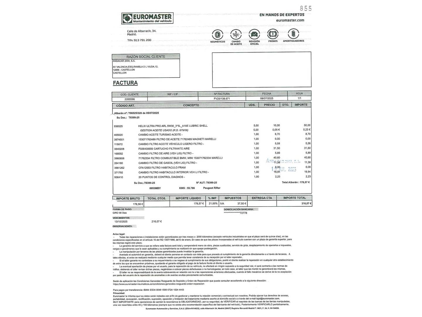 Foto Peugeot Rifter Peugeot Rifter BlueHDi 100 Active Pack Standard (100 CV)
