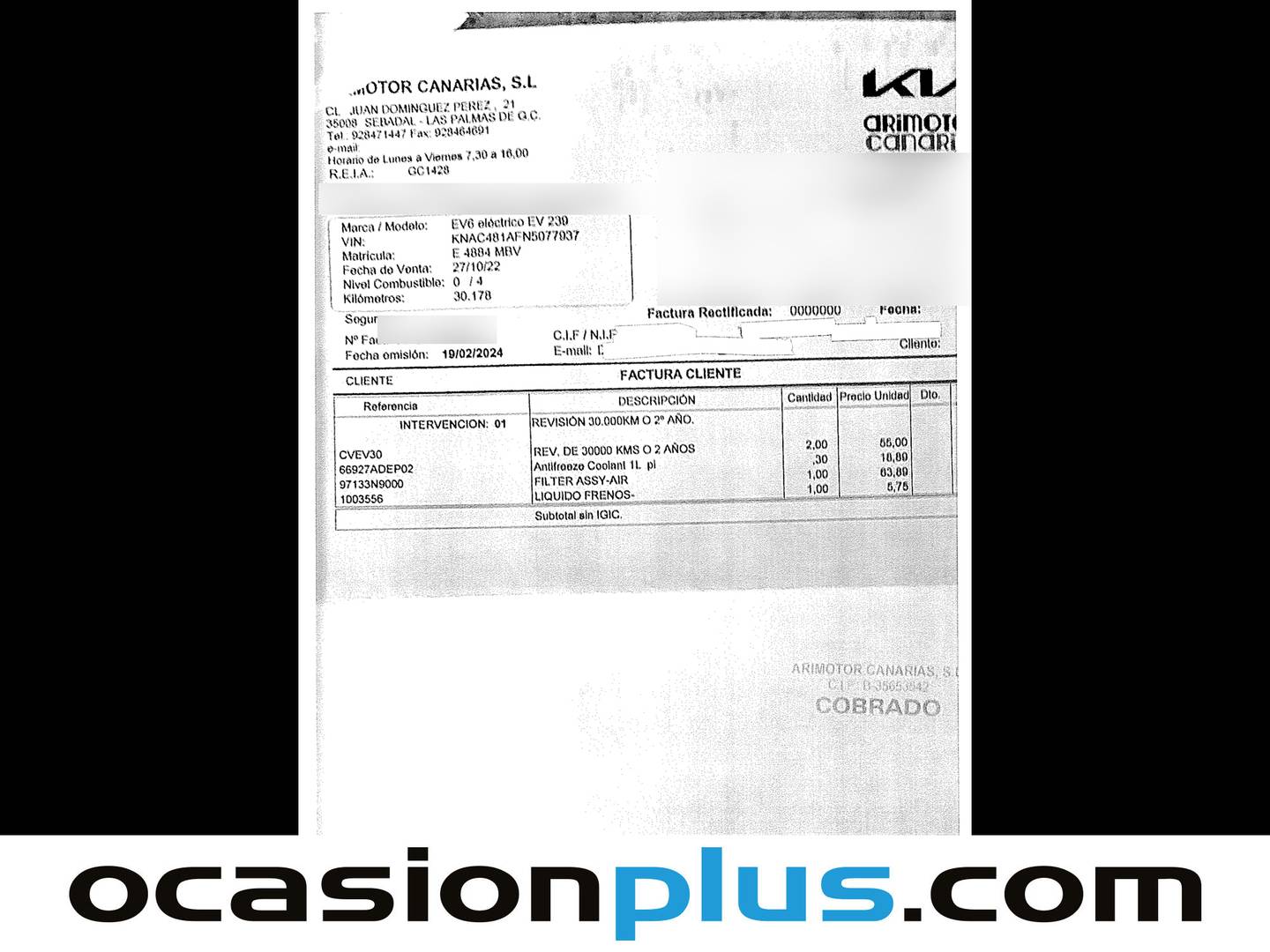 Foto del mantenimiento del KIA EV6 KIA EV6 GT-Line 77,4kWh Long Range RWD (229 CV)
