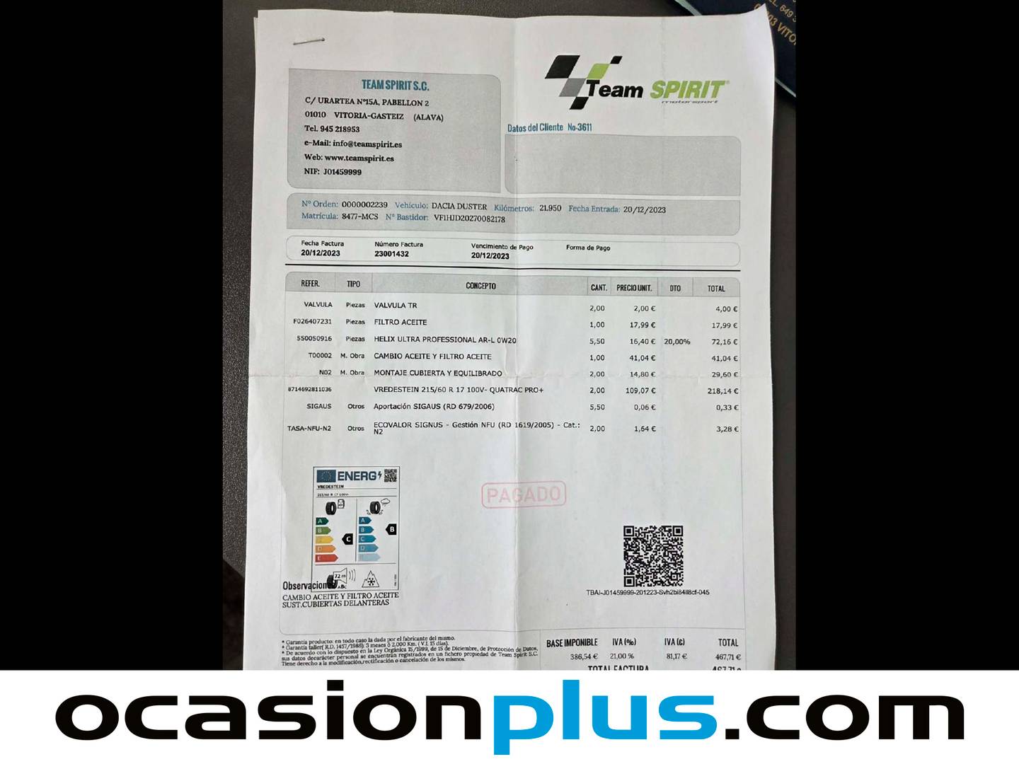 Foto del mantenimiento del Dacia Duster Dacia Duster Prestige TCE (130 CV) 4X2