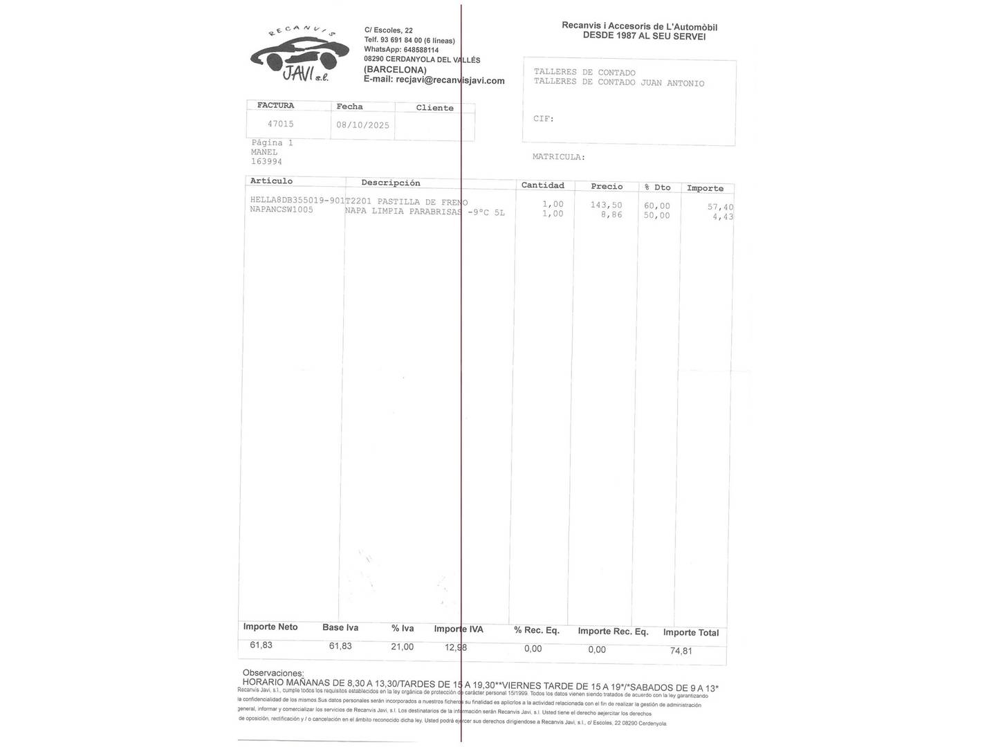 Foto del mantenimiento del Fiat Ducato Fiat Ducato Furgon 2.3 Multijet 35 Maxi Extra Largo Techo SupAlto (130 CV) Camperizada