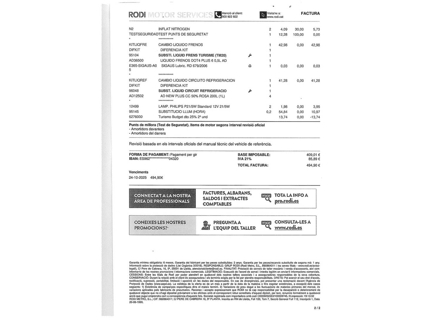 Foto del mantenimiento del Citroën Berlingo Citroen Berlingo Combi BlueHDi 100 Multispace 20 Aniversario (100 CV)