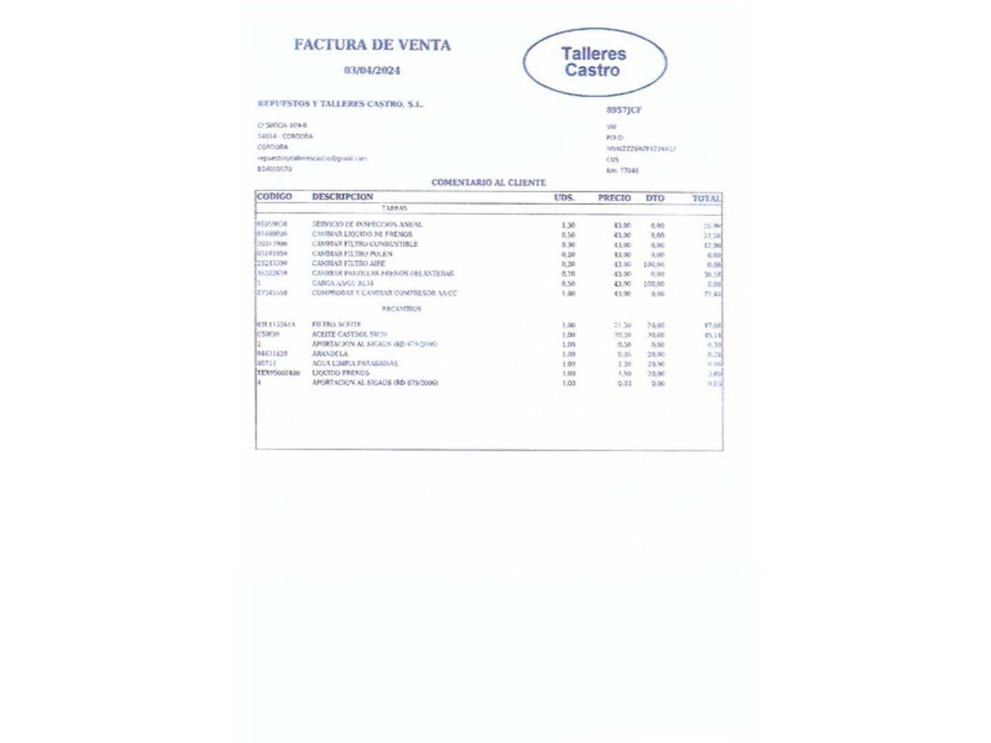 Foto del mantenimiento del Volkswagen Polo Volkswagen Polo Edition 1.4 TDI BMT (75 CV)