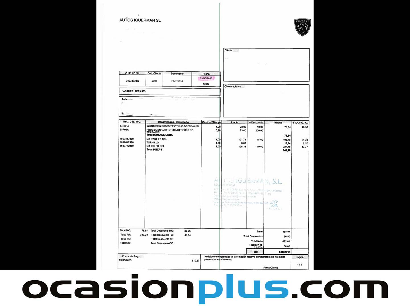 Foto del mantenimiento del Peugeot 5008 Peugeot 5008 1.6 BlueHDi Active EAT6 S&S (120 CV)  7 Plazas