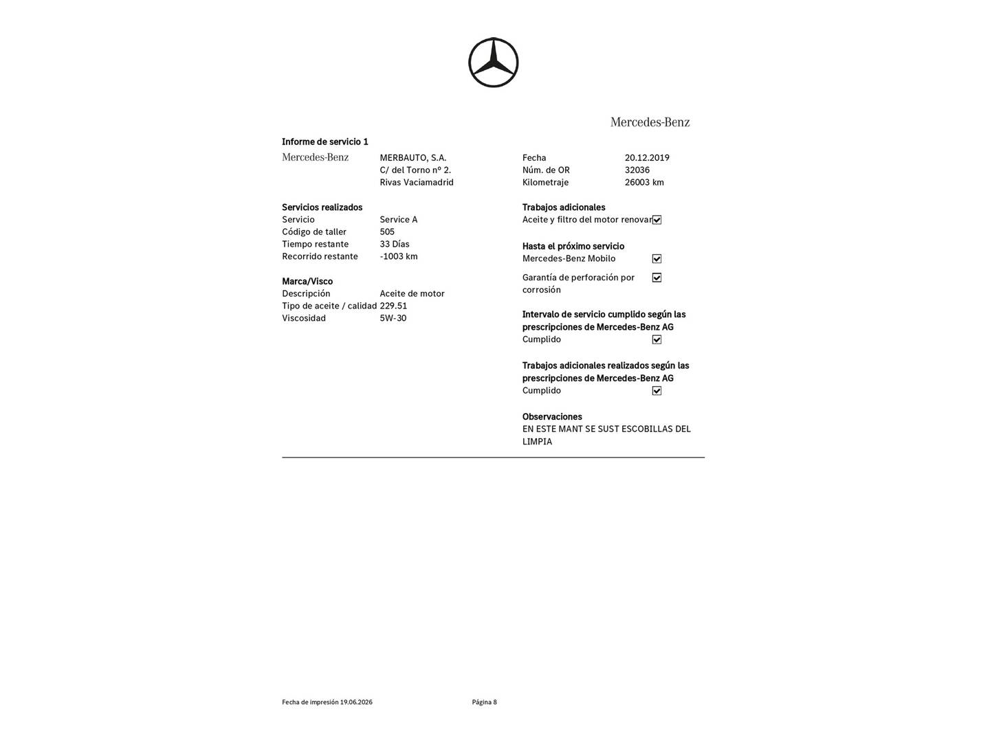 Foto del mantenimiento del Mercedes Clase A Mercedes Clase A 180 d (116 CV) Pack AMG