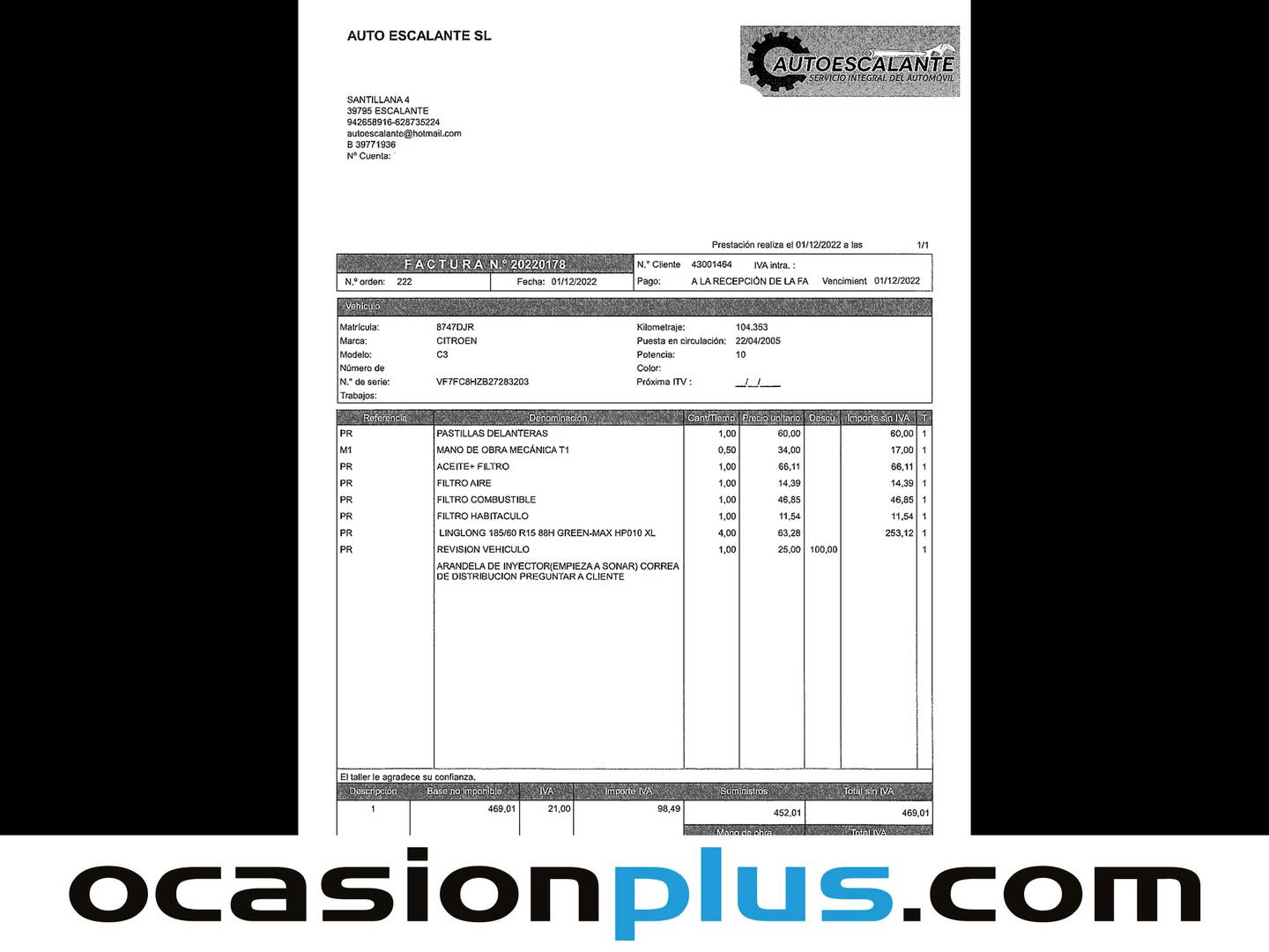 Foto del mantenimiento del Citroën C3 Citroen C3 1.4 HDI Exclusive (70 CV)