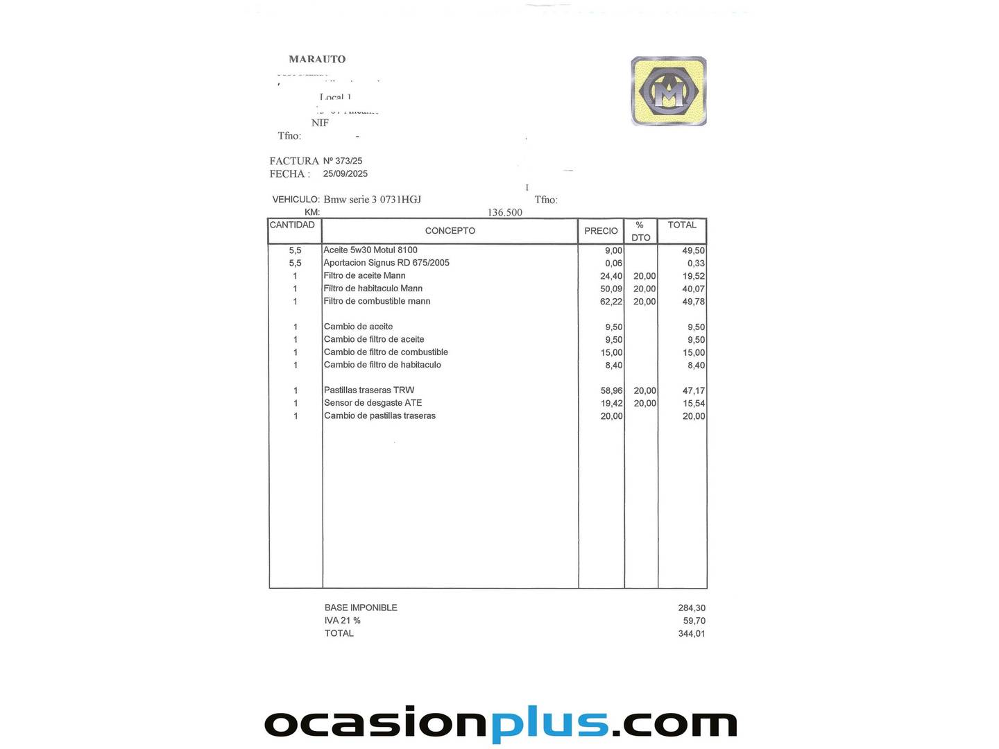 Foto del mantenimiento del BMW Serie 3 Bmw Serie 3 320Cd Coupe  (177 CV)