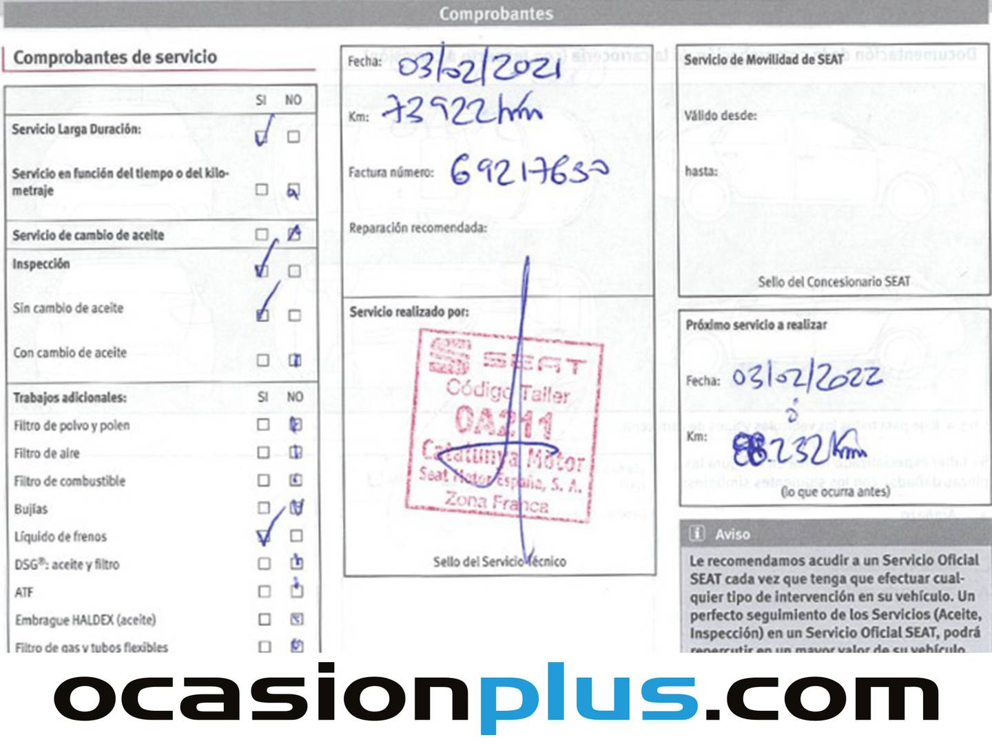 Foto del mantenimiento del Seat León Seat León 1.4 TSI ACT S&S FR  (150 CV)