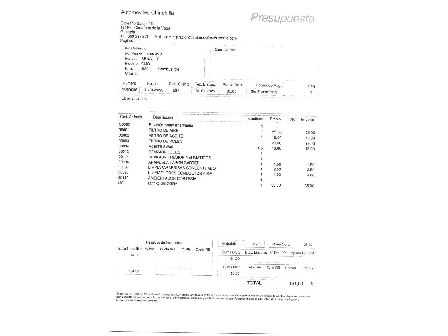 Foto del mantenimiento del Renault Clio Renault Clio Zen Energy TCe (90 CV)