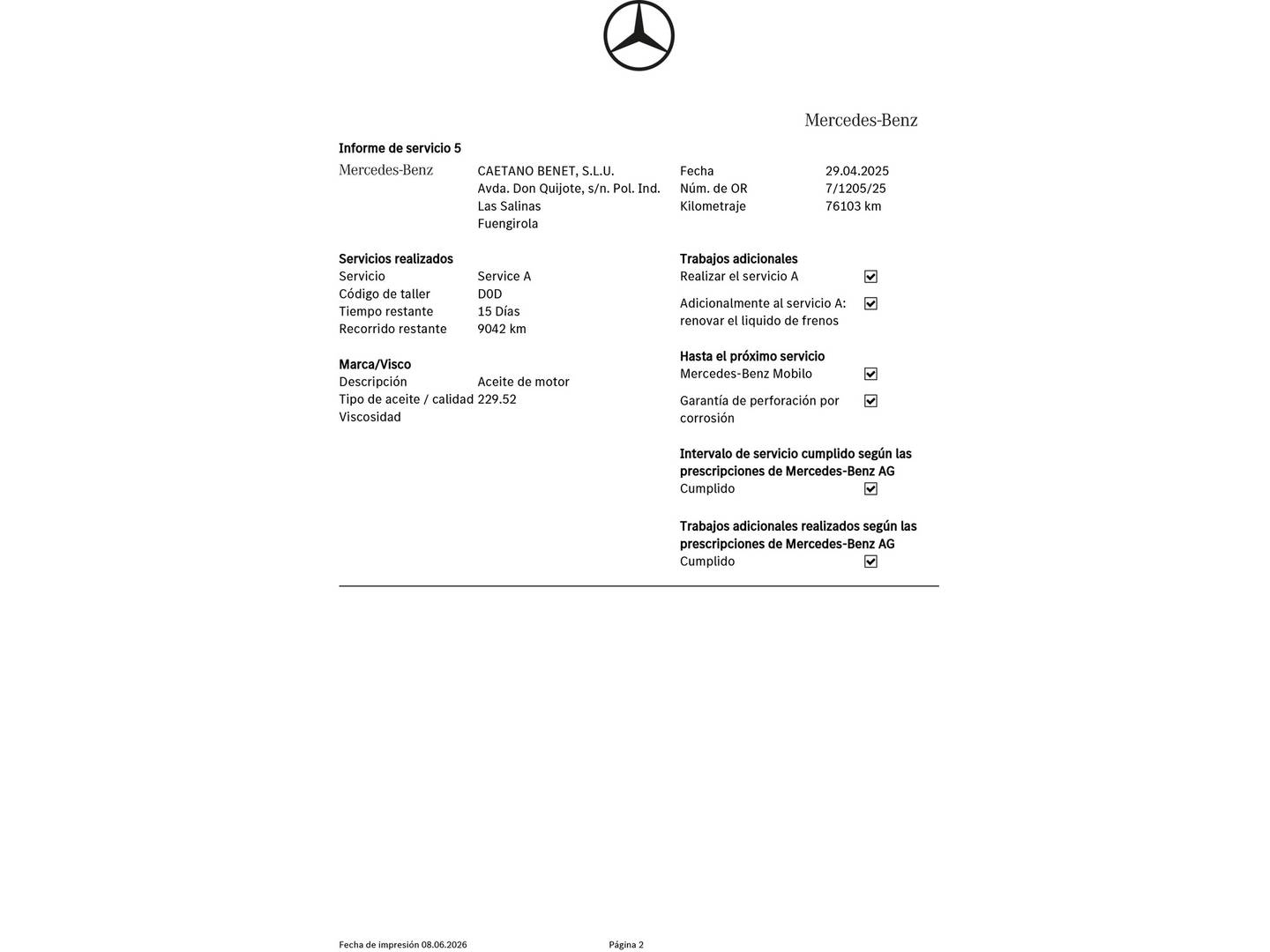 Foto del mantenimiento del Mercedes Clase B Mercedes Clase B Clase B 200 d (150 CV) Pack AMG