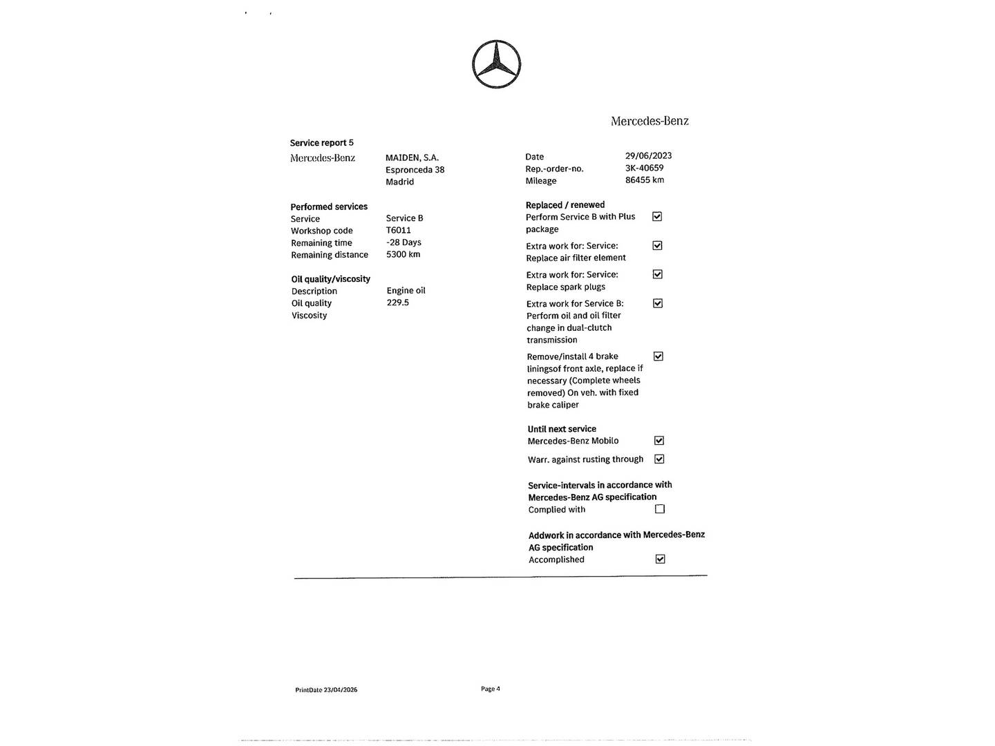 Foto del mantenimiento del Mercedes CLA Mercedes CLA CLA 45 AMG 4Matic Shooting Brake (381 CV)