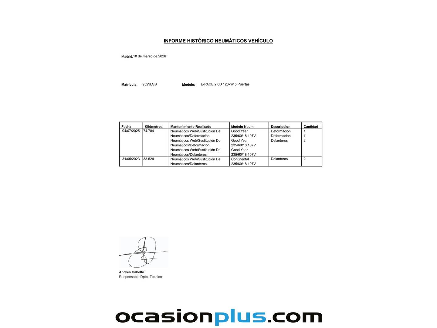 Foto del mantenimiento del Jaguar E-Pace Jaguar E-PACE 2.0D Standard (163 CV)