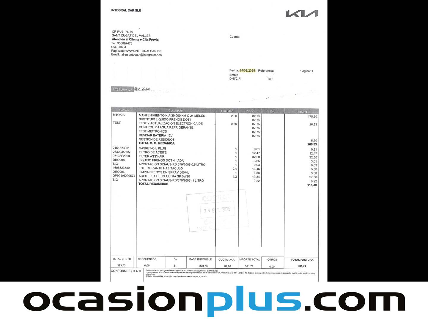 Foto del mantenimiento del KIA XCeed KIA XCeed 1.5 MHEV iMT GT-line (160 CV)