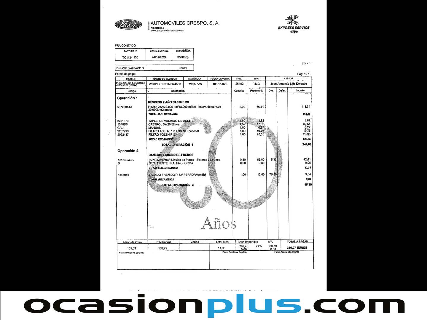 Foto del mantenimiento del Ford Puma Ford Puma 1.0 EcoBoost MHEV ST-Line Auto (125 CV)