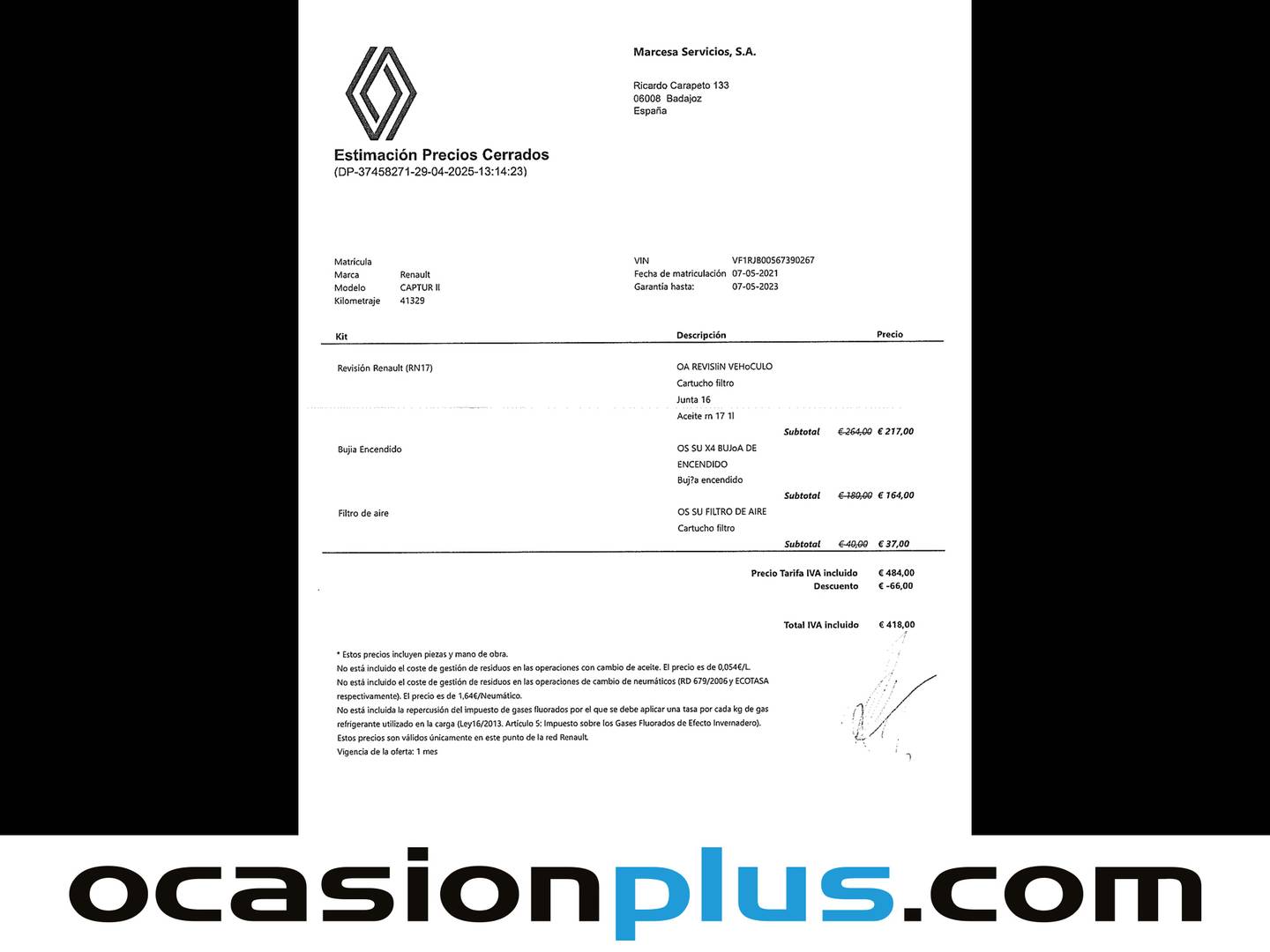 Foto del mantenimiento del Renault Captur Renault Captur Zen TCe Micro Híbrido (140 CV) EDC GPF