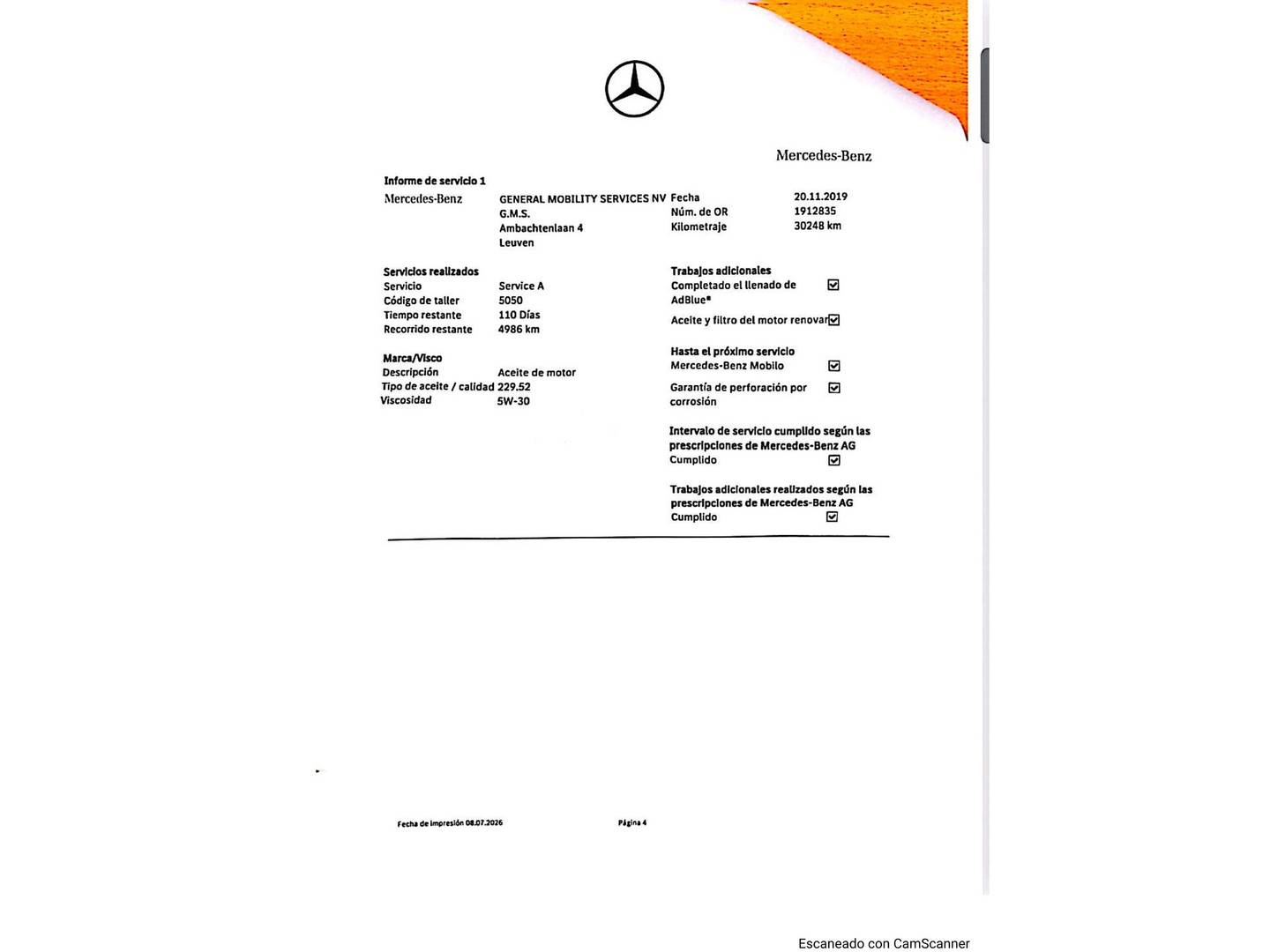 Foto del mantenimiento del Mercedes Clase A Mercedes Clase A 180 d (116 CV)