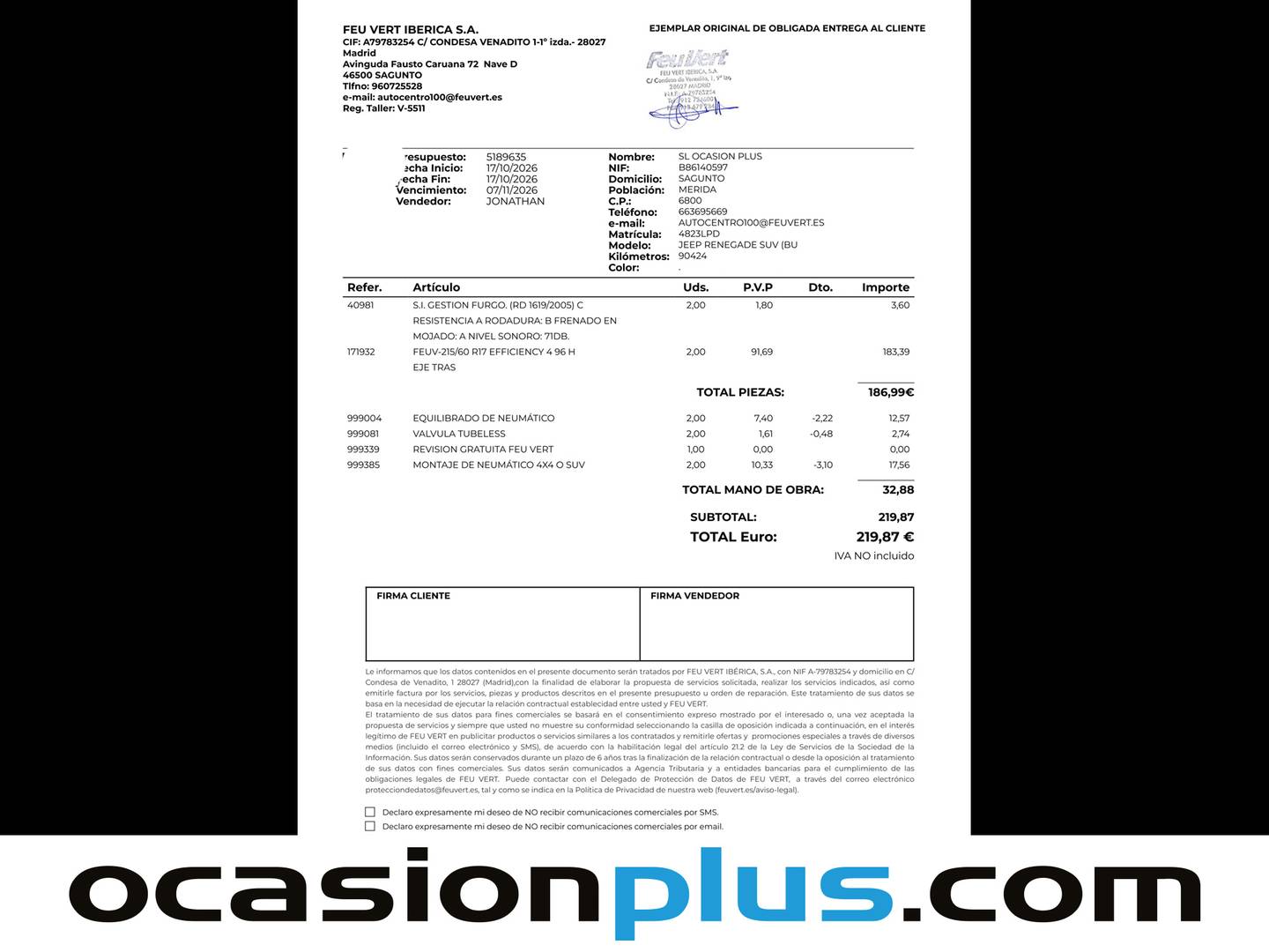 Foto del mantenimiento del Jeep Renegade Jeep Renegade 1.6 Multijet Limited 4x2 (130 CV)
